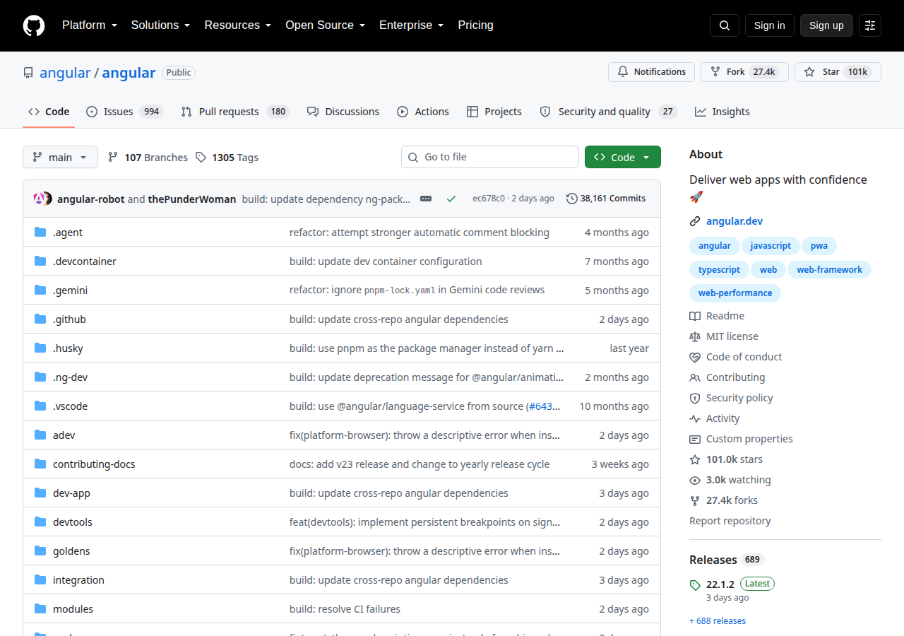 Skärmdump av Angular