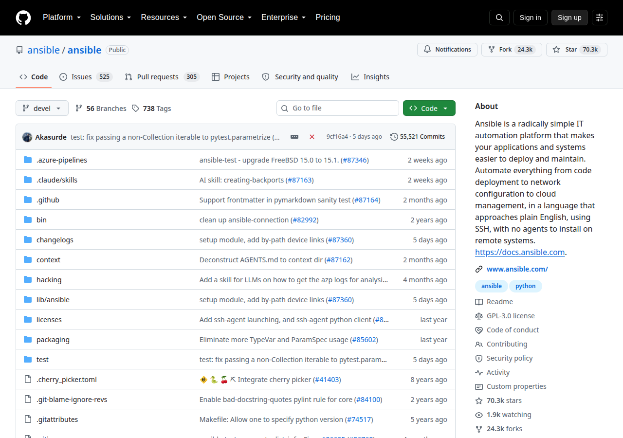 Skärmdump av Ansible
