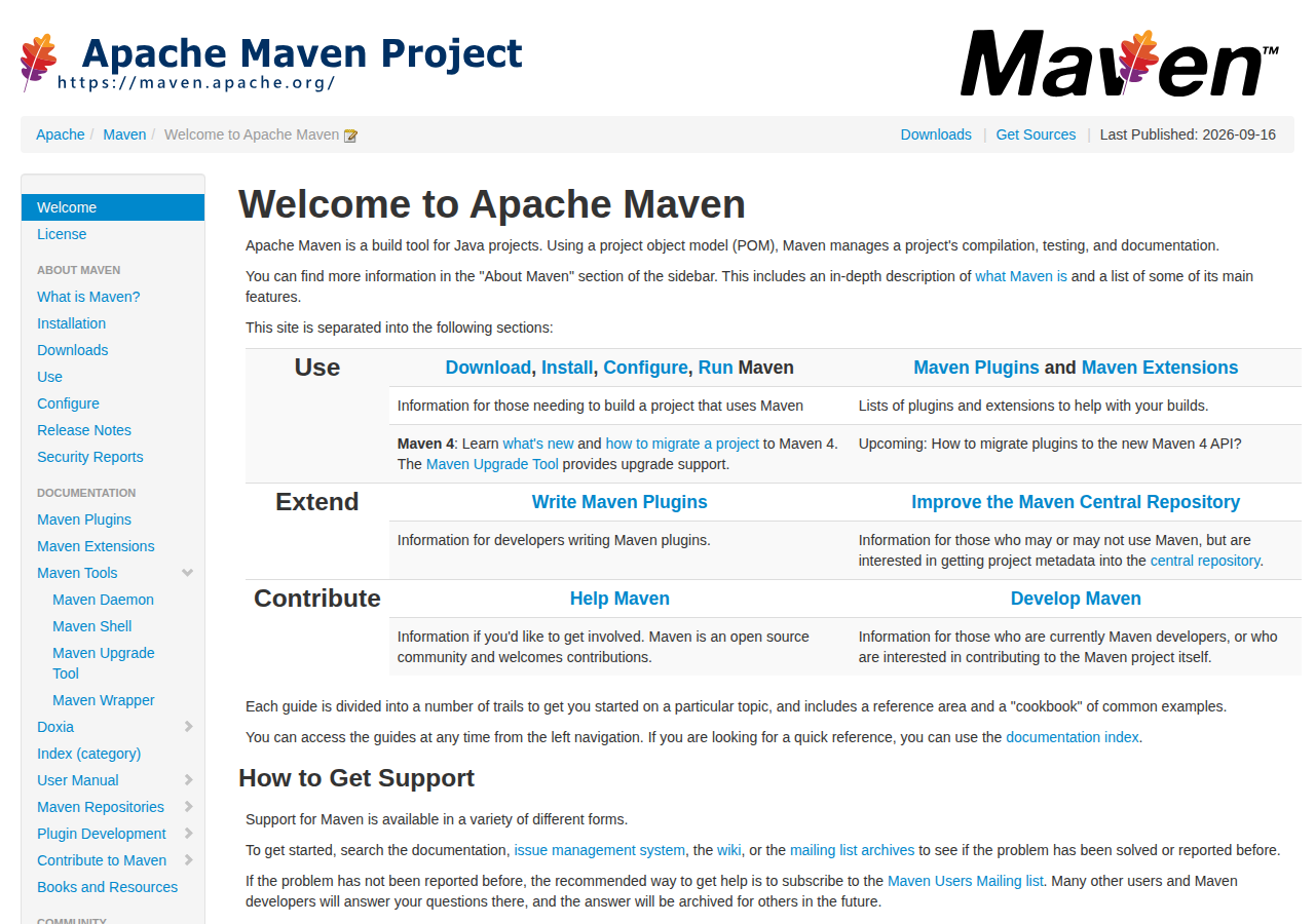Skärmdump av Apache Maven