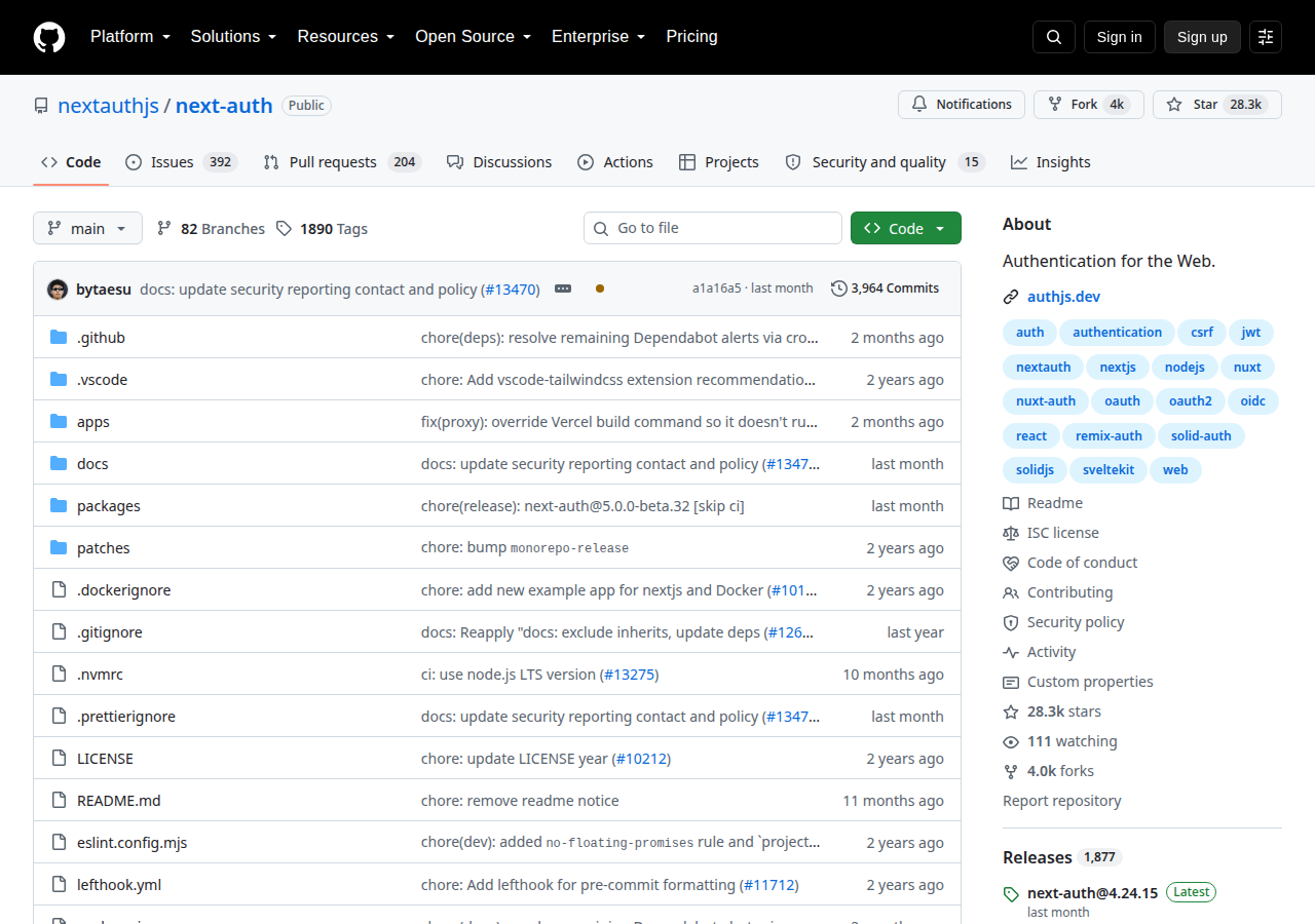 Skärmdump av Auth.js
