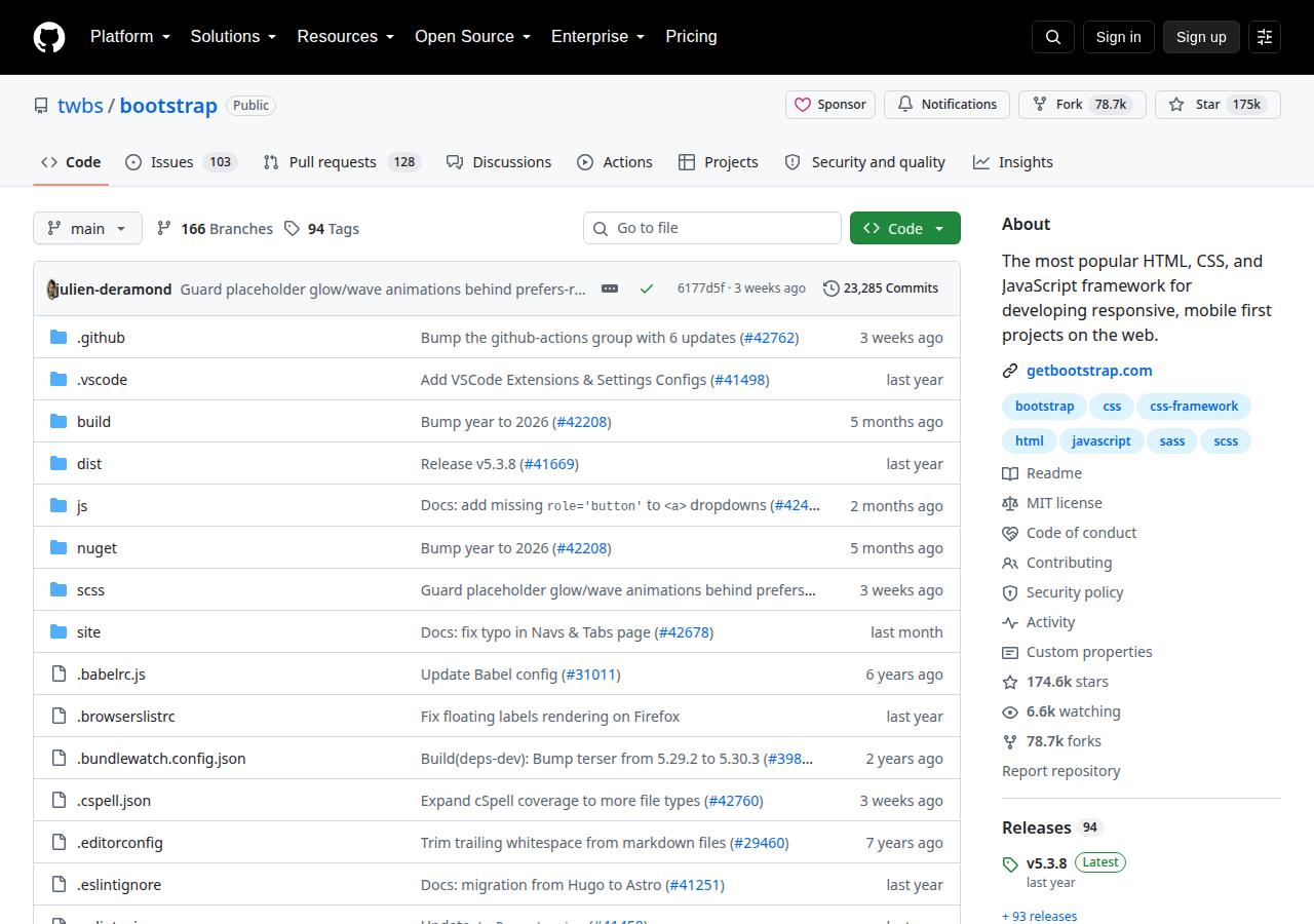 Skärmdump av Bootstrap