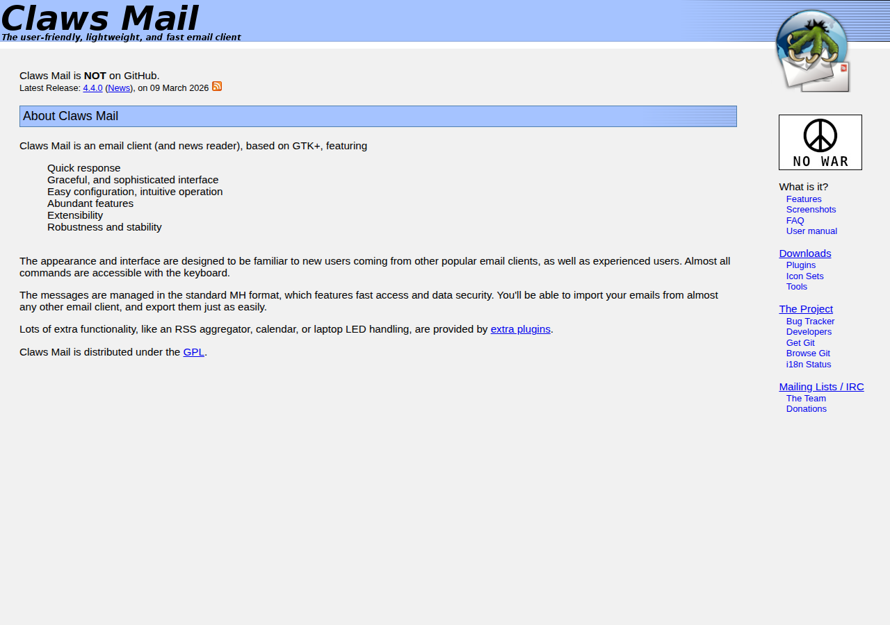 Skärmdump av Claws Mail
