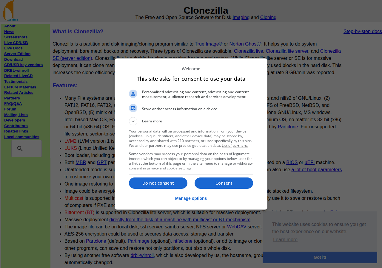 Skärmdump av Clonezilla