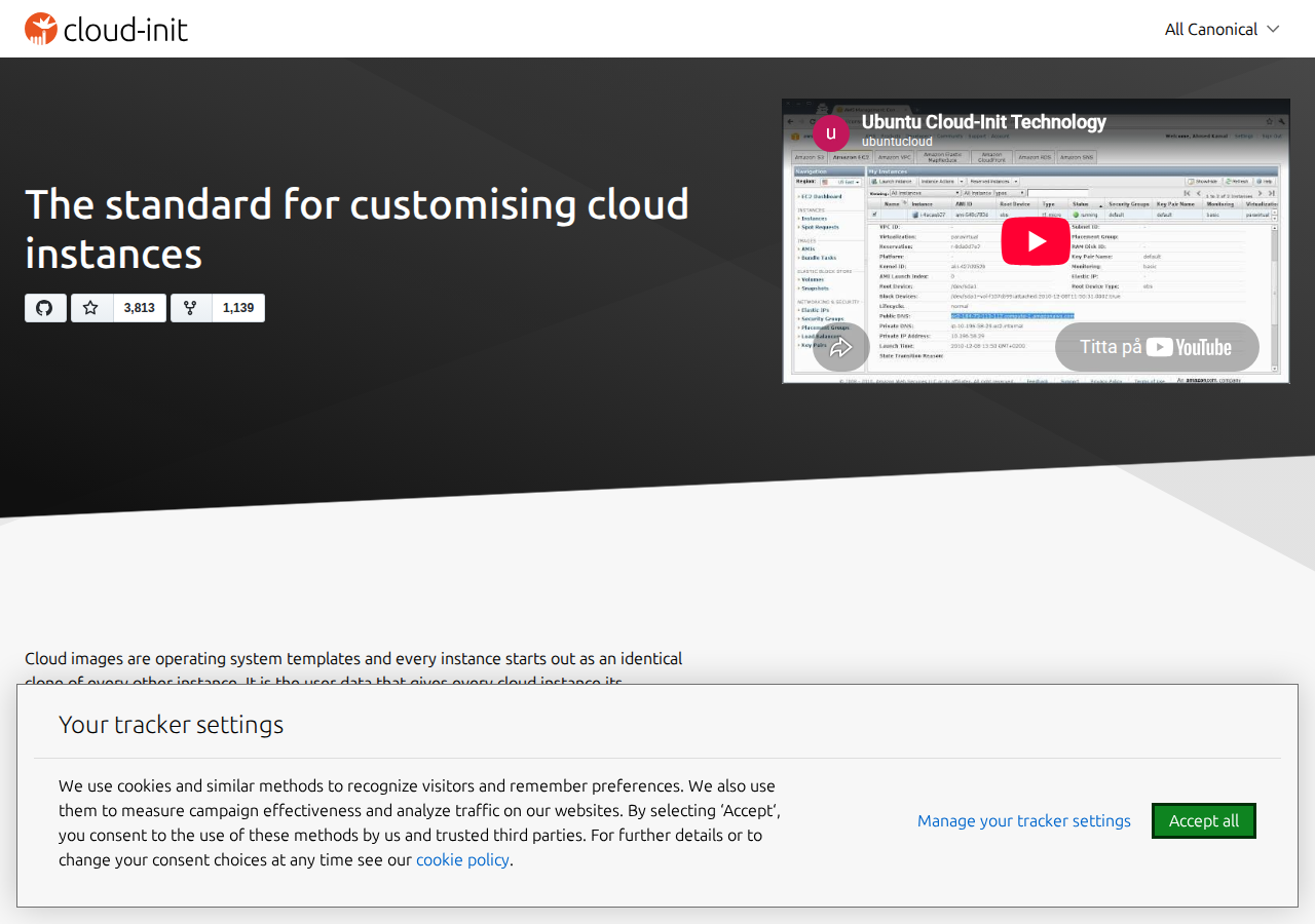 Skärmdump av cloud-init