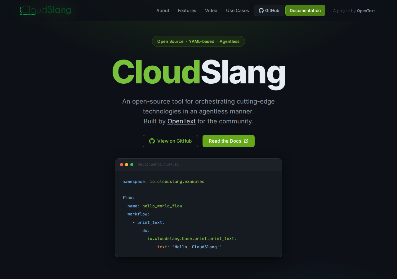 Skärmdump av CloudSlang