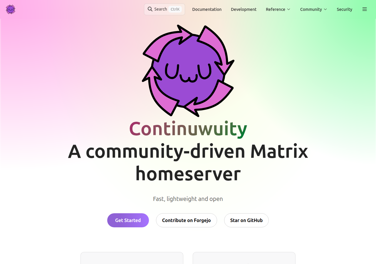 Skärmdump av Continuwuity