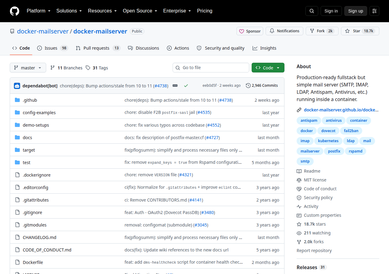 Skärmdump av docker-mailserver