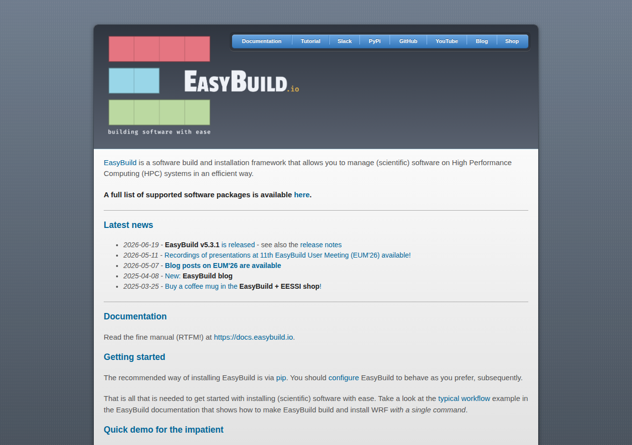 Skärmdump av EasyBuild