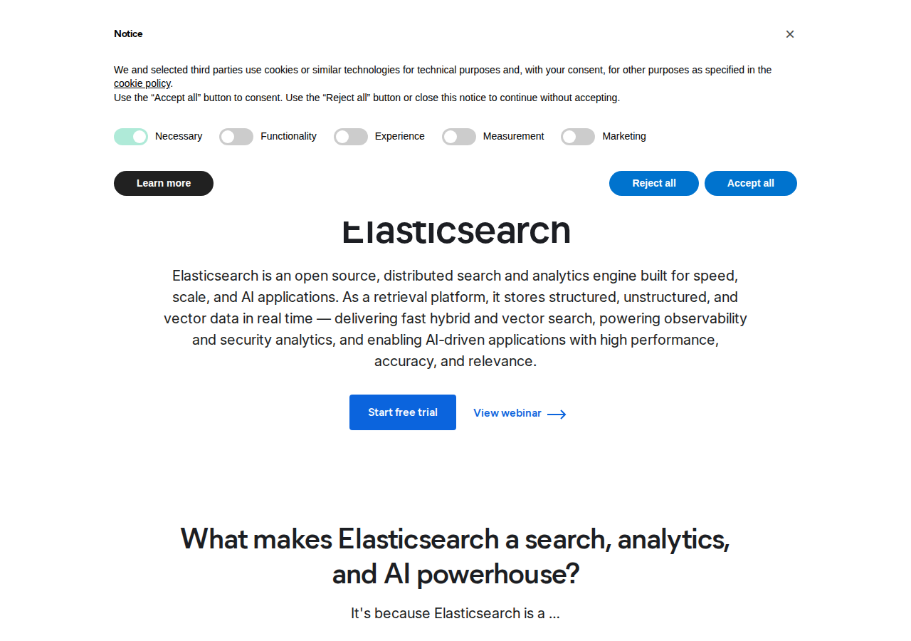 Skärmdump av ElasticSearch