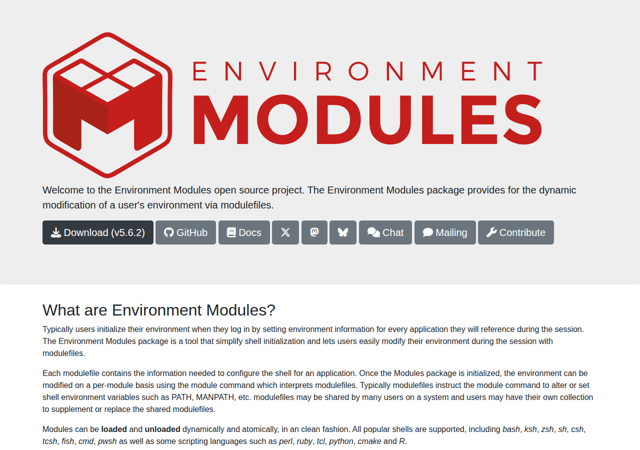 Skärmdump av Environment Modules