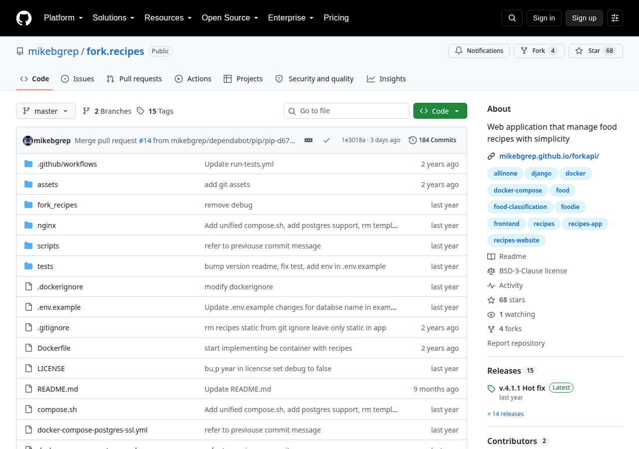 Skärmdump av Fork Recipes