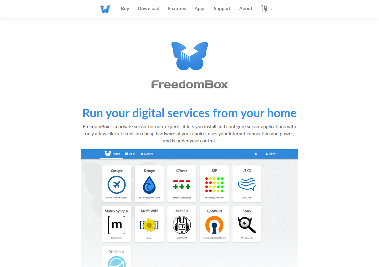 Skärmdump av FreedomBox