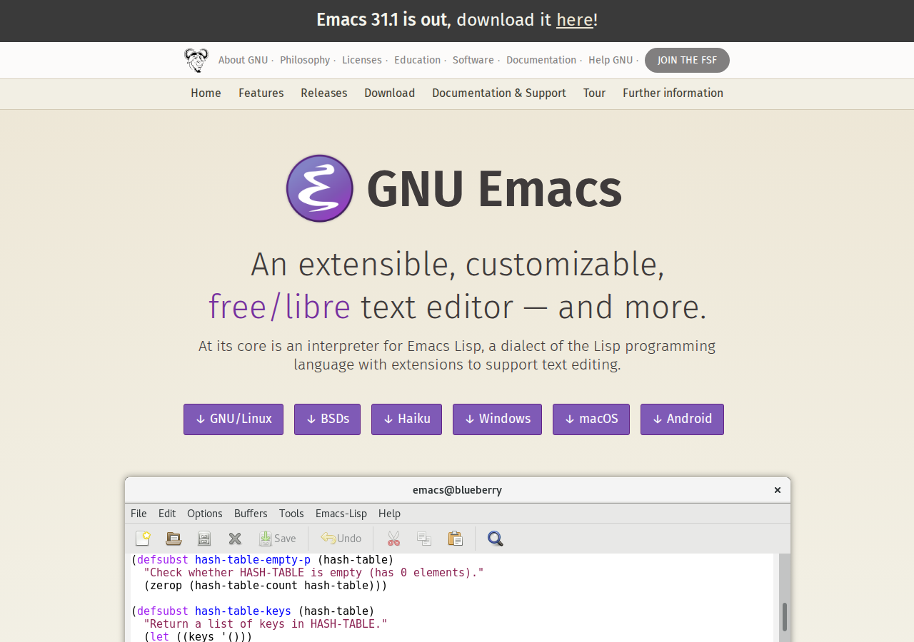 Skärmdump av GNU Emacs