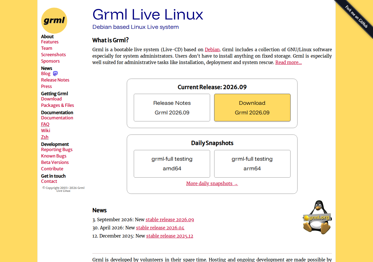 Skärmdump av grml