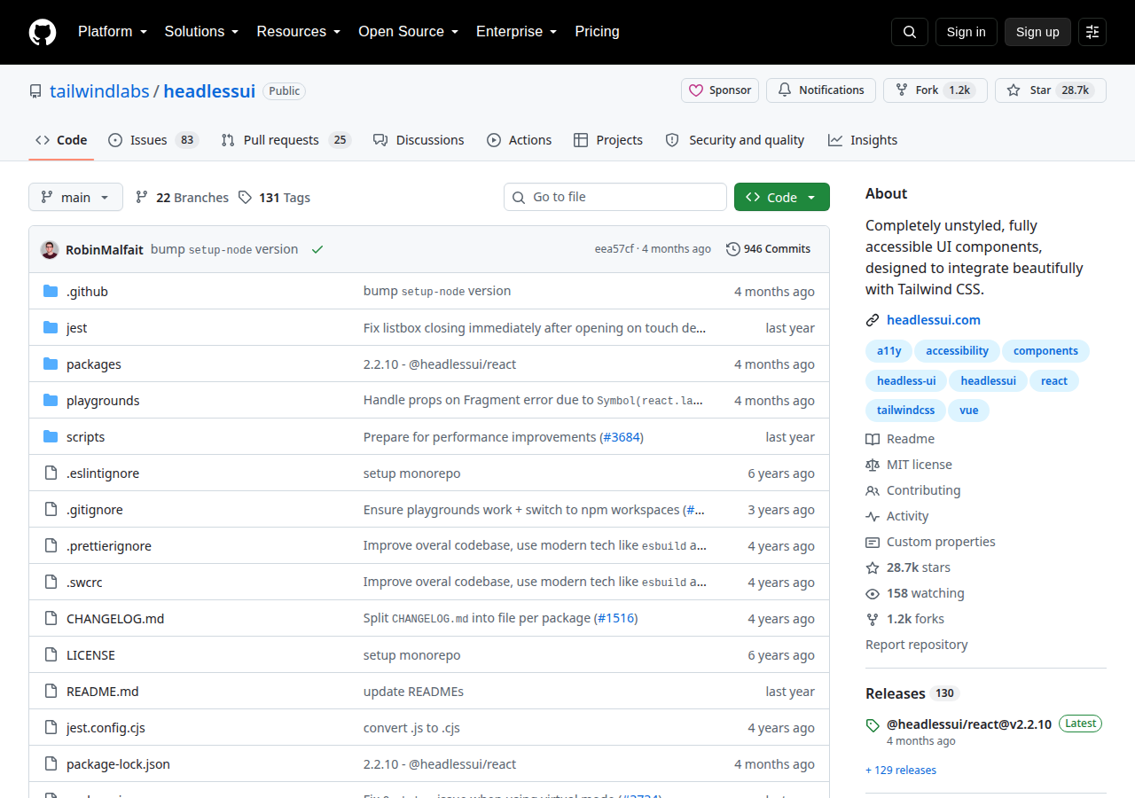 Skärmdump av Headless UI