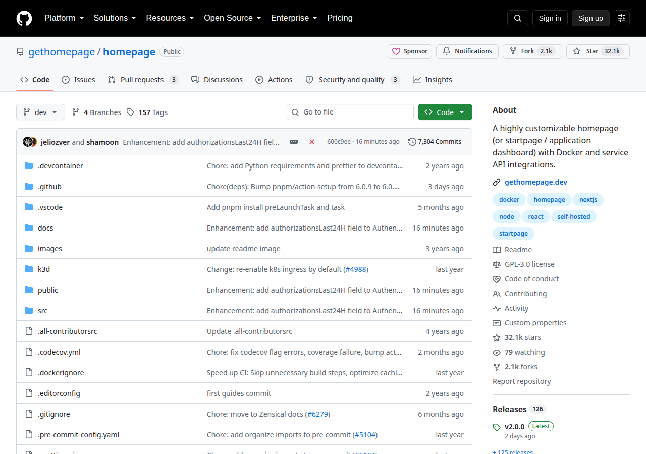 Skärmdump av Homepage by gethomepage
