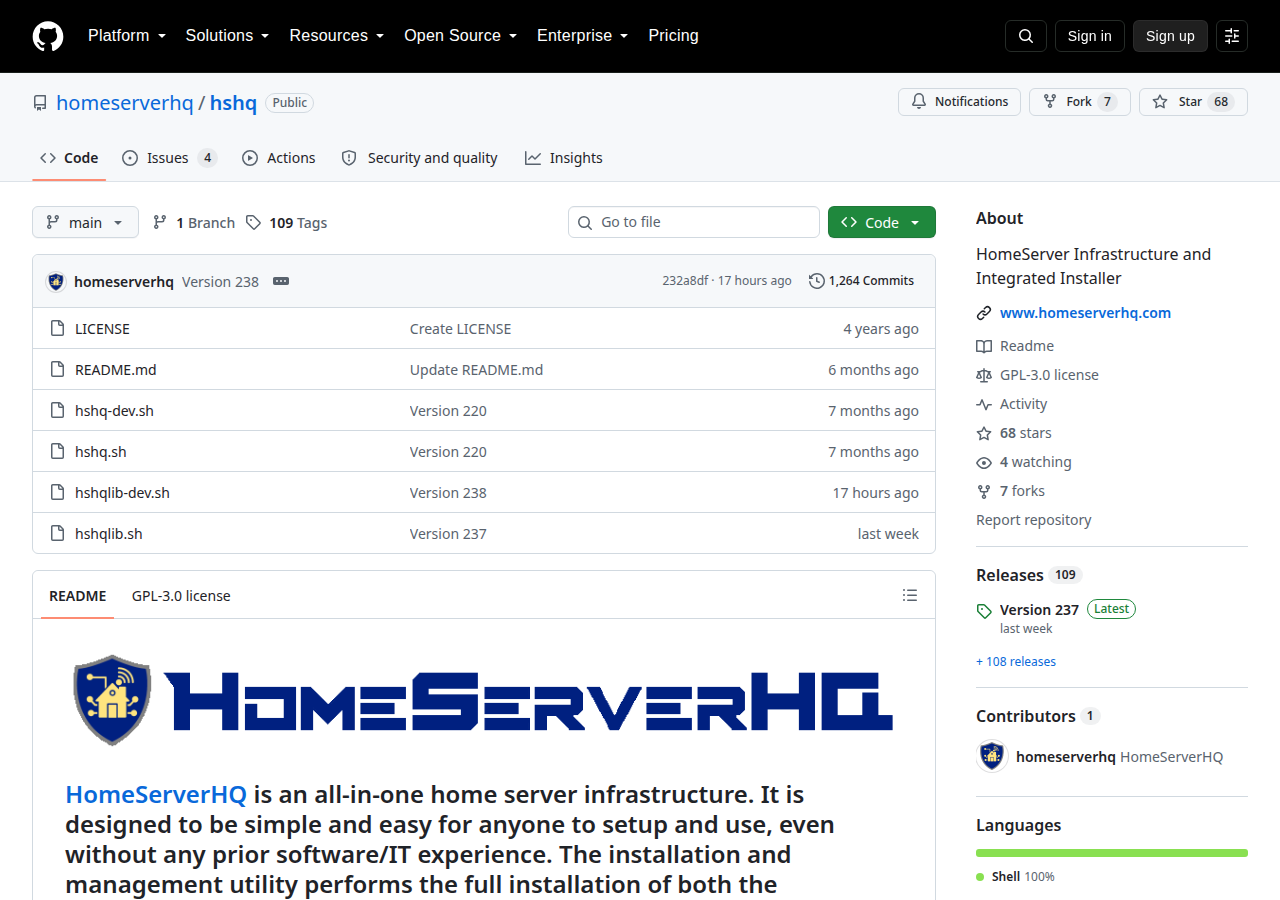 Skärmdump av HomeServerHQ