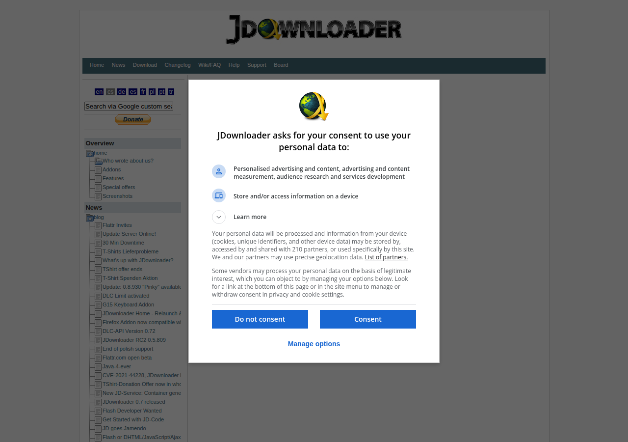 Skärmdump av JDownloader