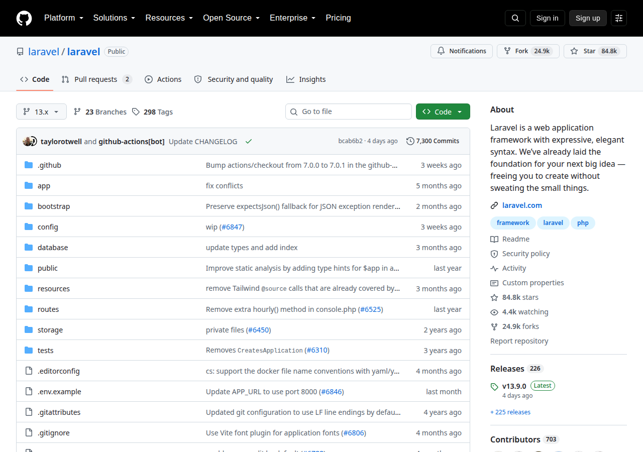 Skärmdump av Laravel