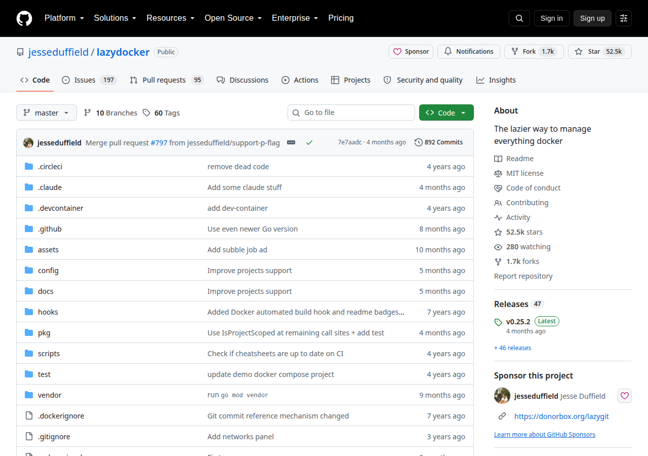 Skärmdump av lazydocker