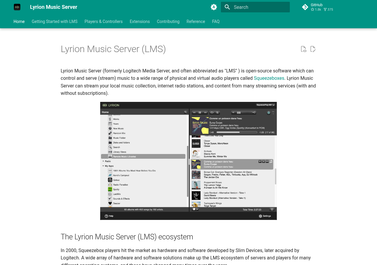 Skärmdump av Lyrion Music Server