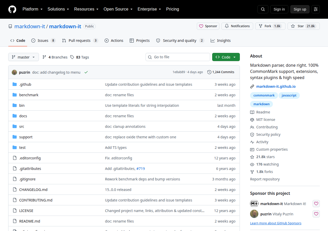 Skärmdump av markdown-it