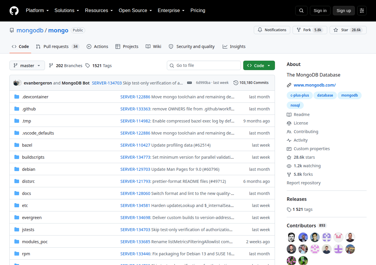 Skärmdump av MongoDB Community Server