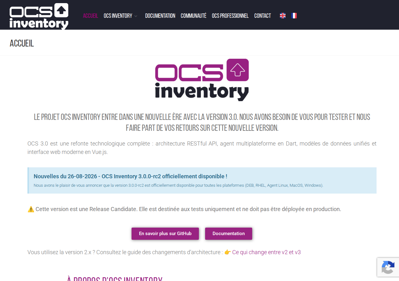 Skärmdump av OCS Inventory NG