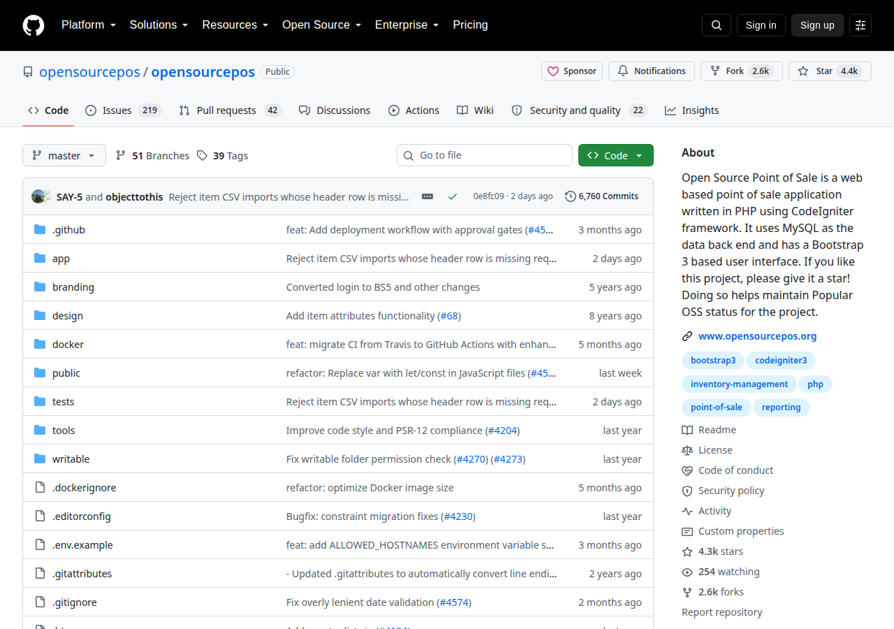 Skärmdump av Open Source POS