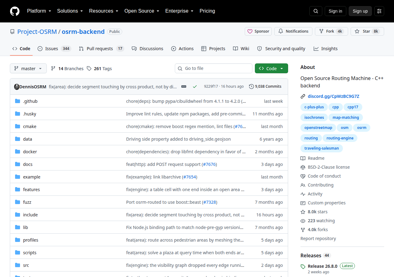 Skärmdump av Open Source Routing Machine (OSRM)