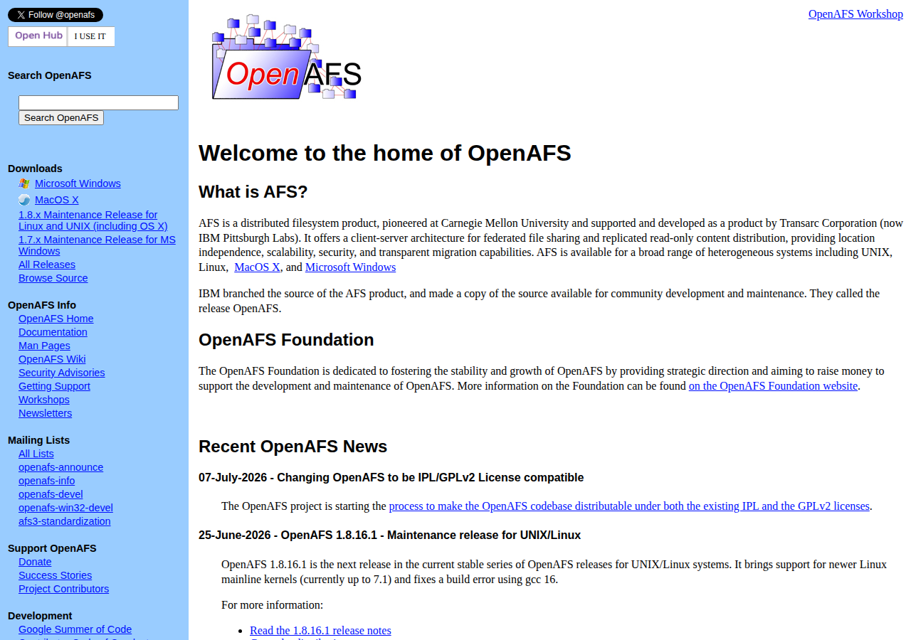 Skärmdump av OpenAFS