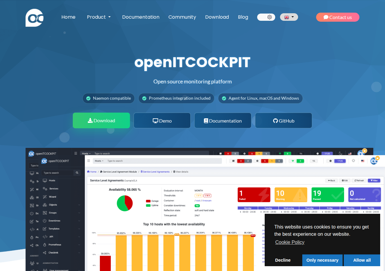 Skärmdump av openITCOCKPIT Community Edition