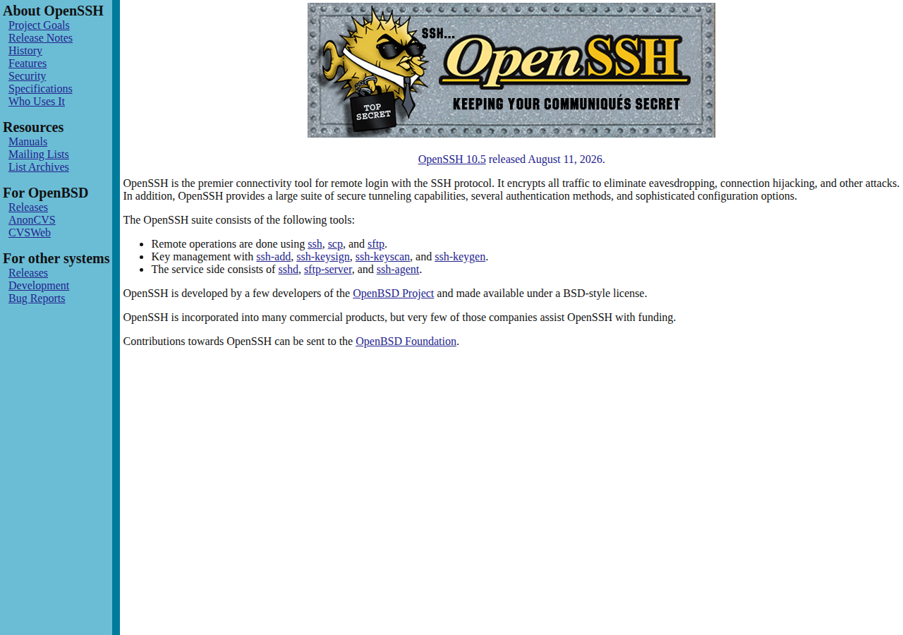 Skärmdump av OpenSSH SFTP server