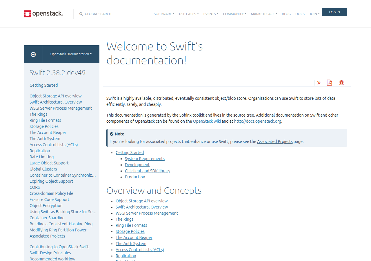 Skärmdump av Openstack Swift