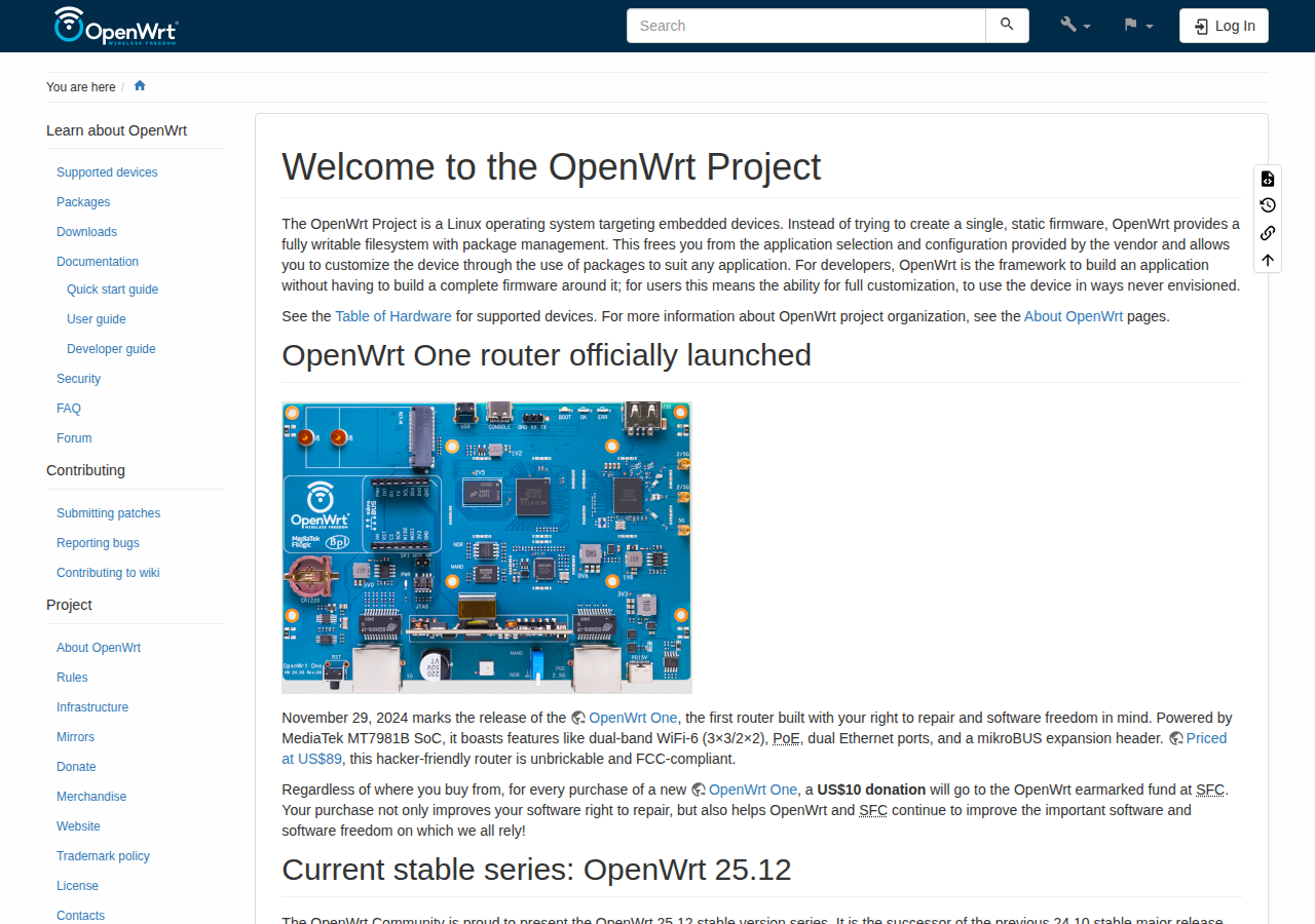 Skärmdump av OpenWrt
