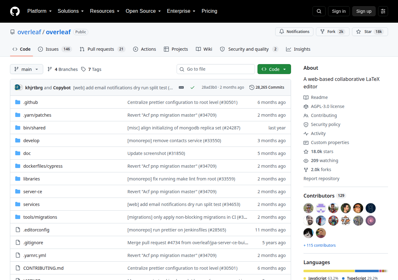 Skärmdump av Overleaf