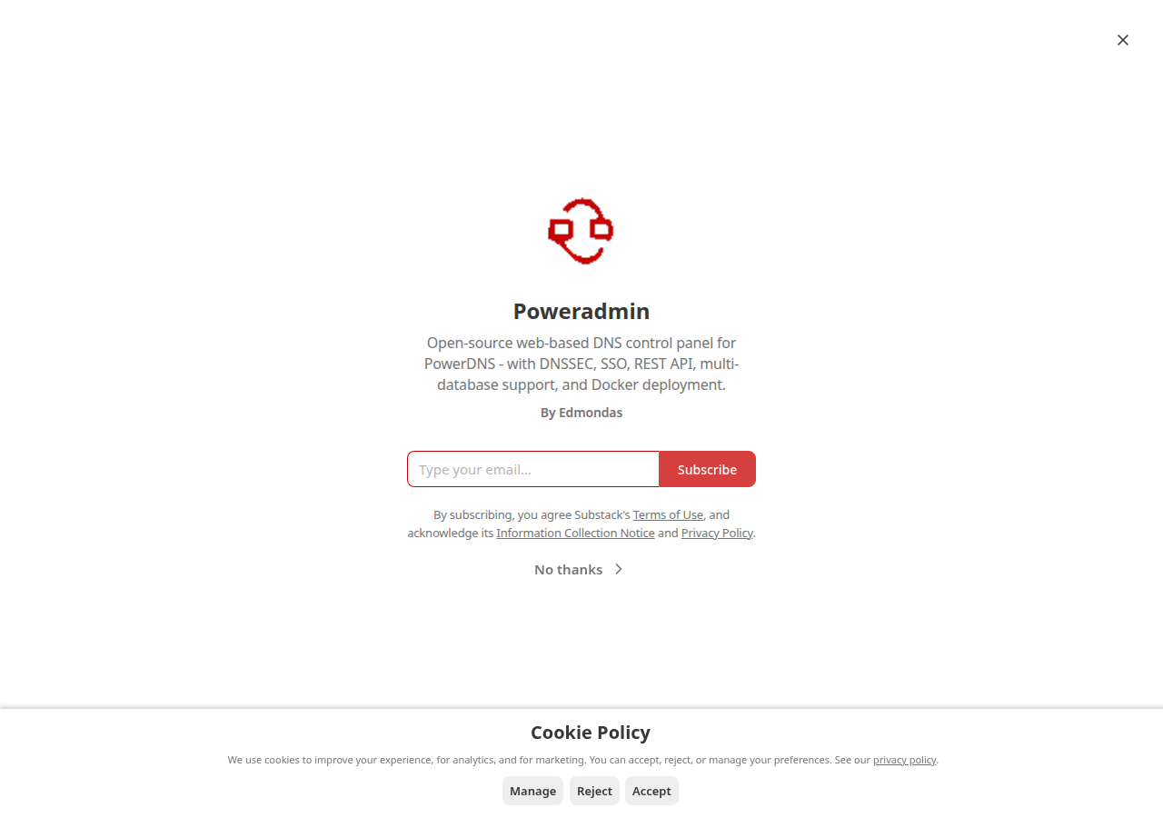 Skärmdump av Poweradmin