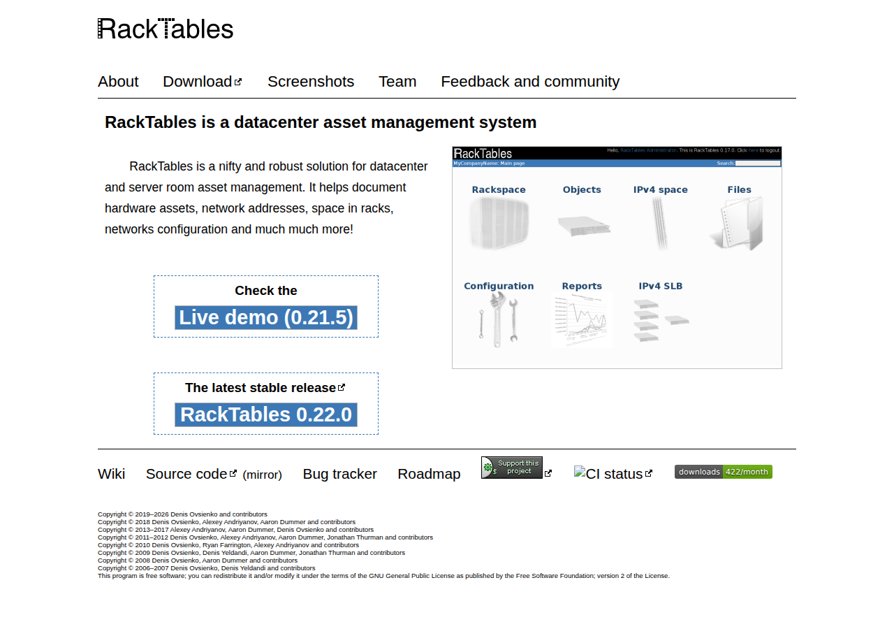 Skärmdump av RackTables