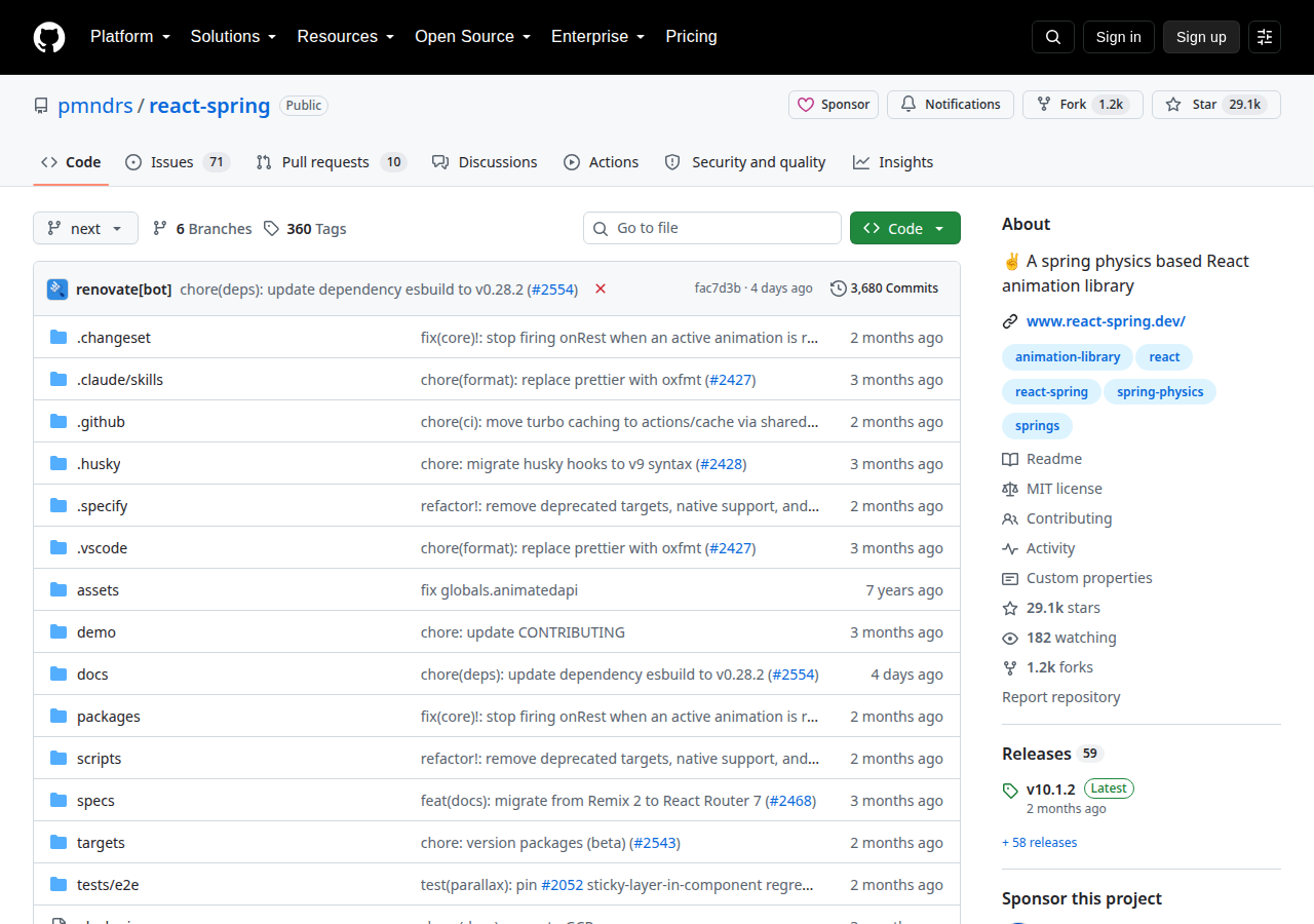 Skärmdump av React Spring