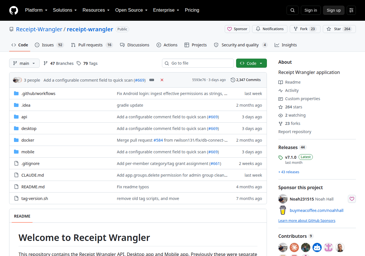 Skärmdump av Receipt Wrangler