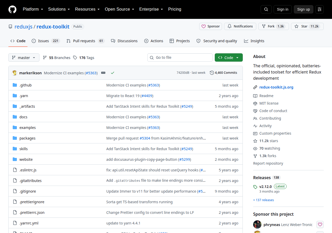 Skärmdump av Redux Toolkit