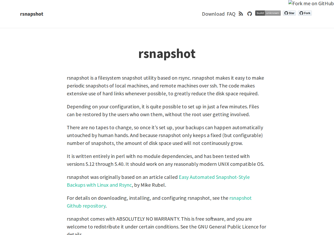 Skärmdump av Rsnapshot