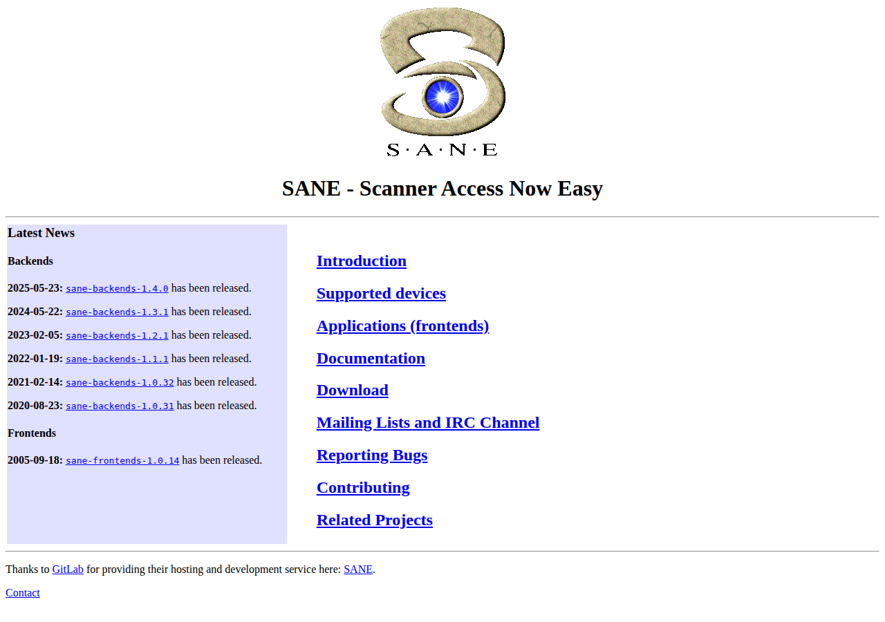 Skärmdump av SANE Network Scanning