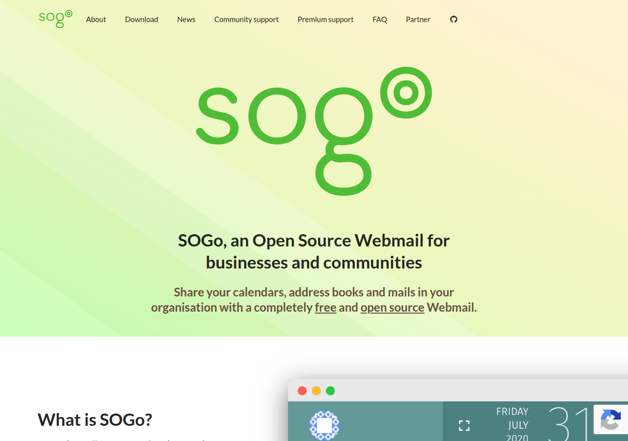 Skärmdump av SOGo