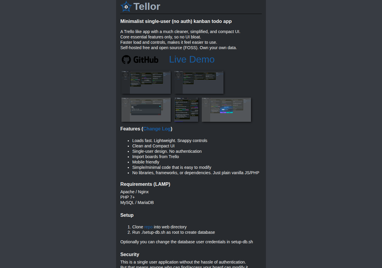 Skärmdump av Tellor