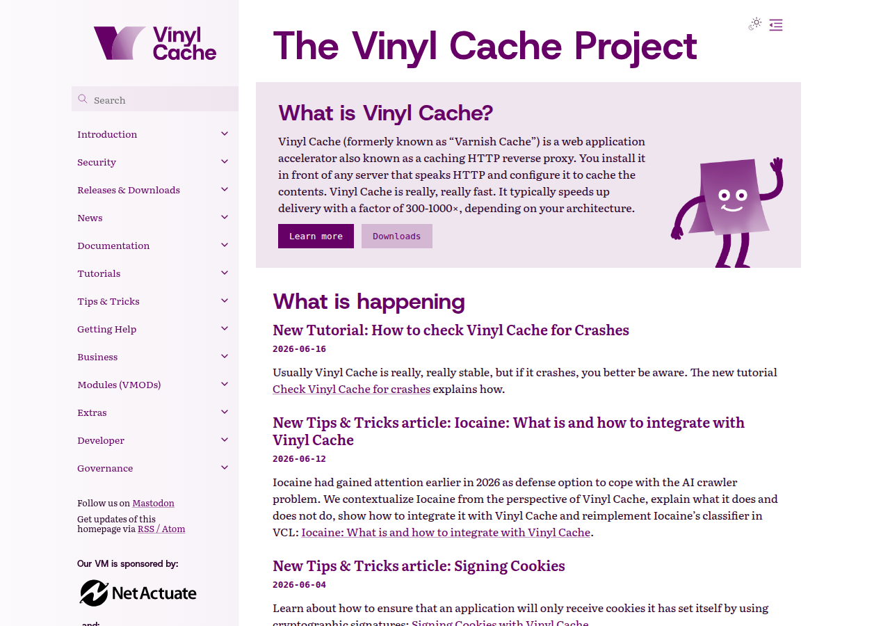 Skärmdump av Vinyl Cache