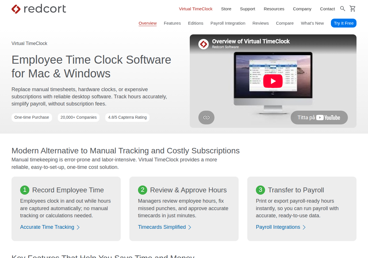 Skärmdump av Virtual TimeClock