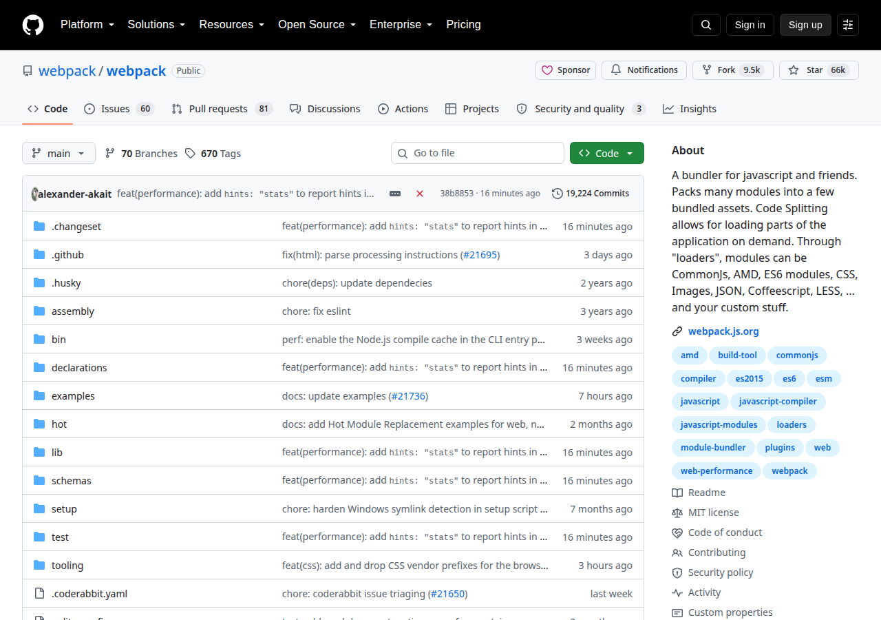 Skärmdump av webpack