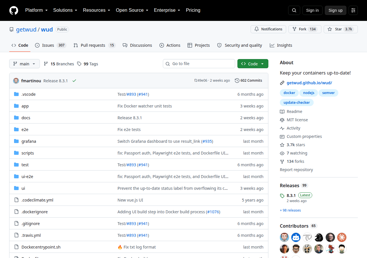 Skärmdump av Whats Up Docker