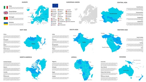 Continents, light theme